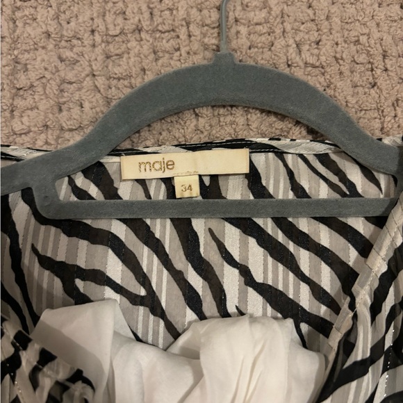 MAJE Zebra Print Asymmetric Metallic Chiffon Dress - Picture 3 of 3